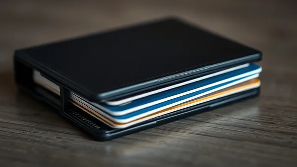 Três cartões pretos premium empilhados sobre superfície escura com iluminação lateral, representando cartões black de bancos digitais