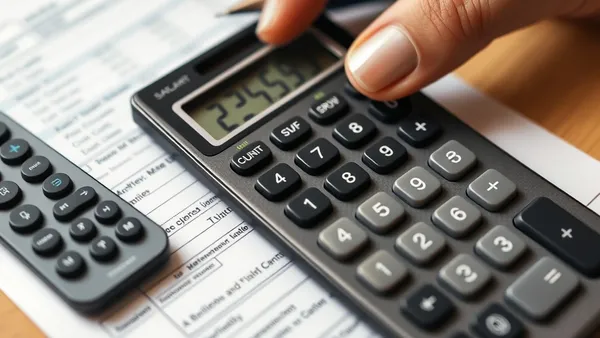 Fatura de cartão de crédito ao lado de calculadora, representando a decisão entre acumular milhas e pagar juros do rotativo