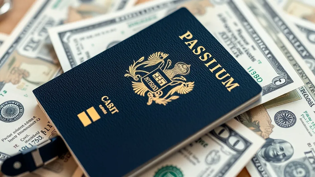Cartão de crédito premium apoiado em passaporte com notas de dólar ao fundo, representando gasto internacional e acúmulo de milhas