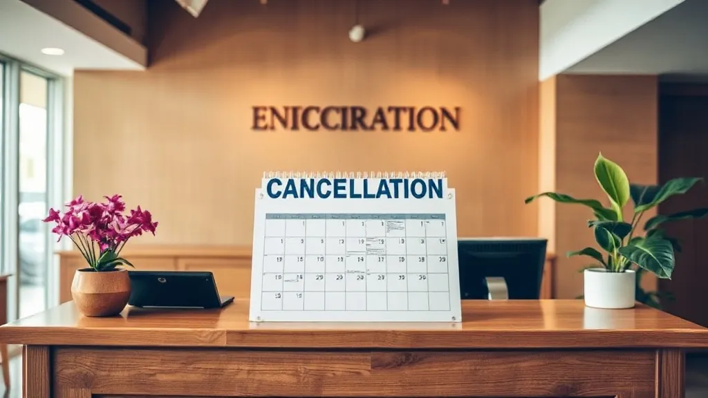Balcão de recepção de hotel de luxo com calendário e recepcionista revisando uma reserva.
