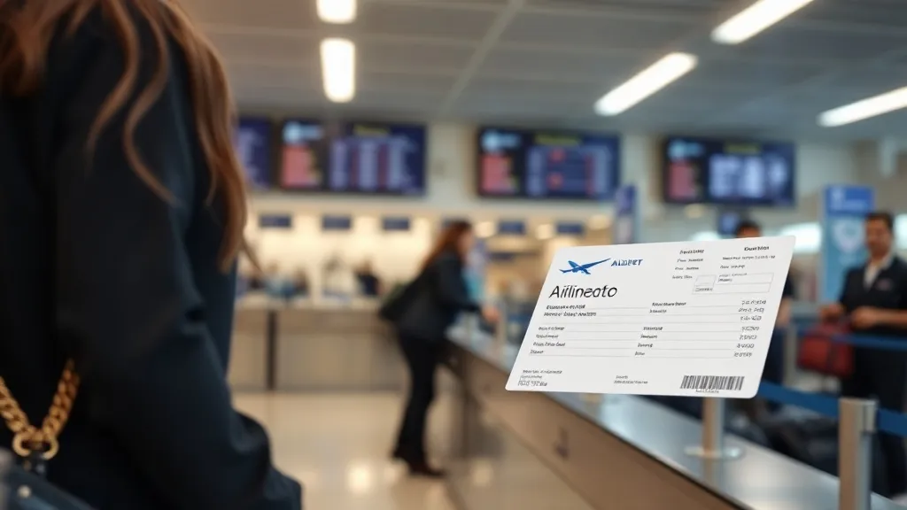 Passageiro no balcão de check-in de companhia aérea com cartão de embarque na mão em aeroporto