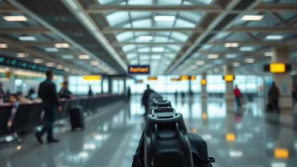 Passageiro em aeroporto segurando cartão de crédito premium e documentos de viagem sobre mesa de embarque