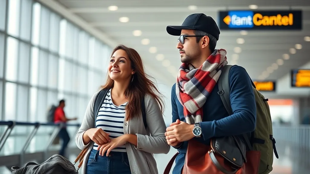 Família com malas em saguão de aeroporto, simbolizando emissão de passagens para parentes com milhas