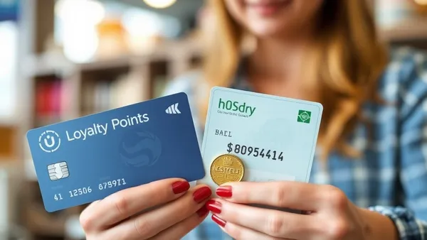 Cartão dourado com símbolo de pontos sobre fundo moderno, representando comparativo de programas de fidelidade