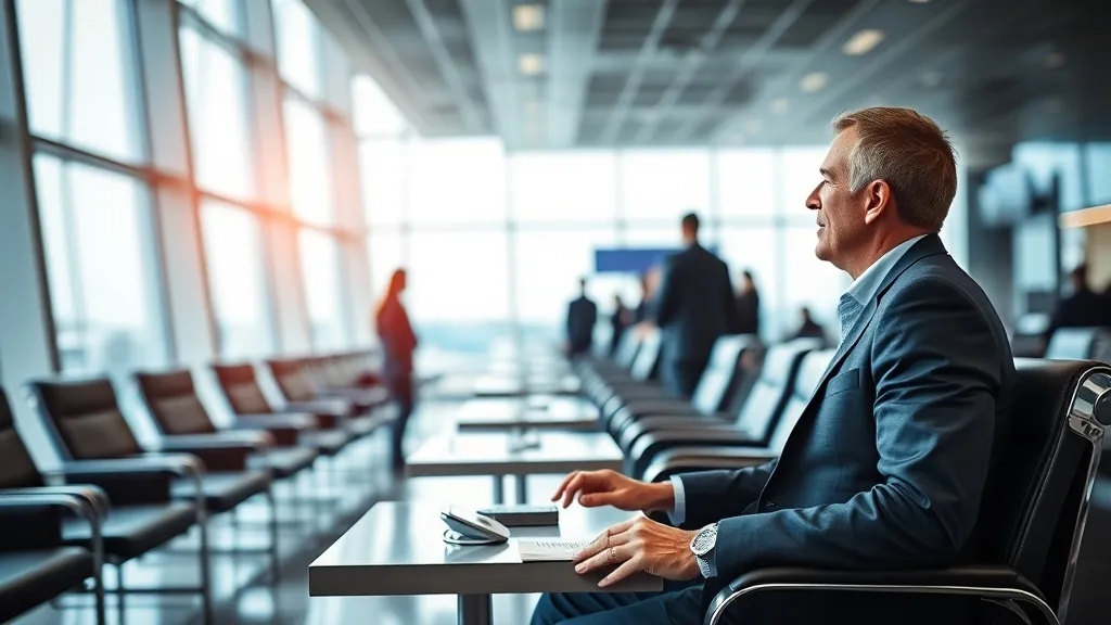 Saguão de aeroporto internacional com painel de voos e viajantes com malas, representando alianças aéreas globais