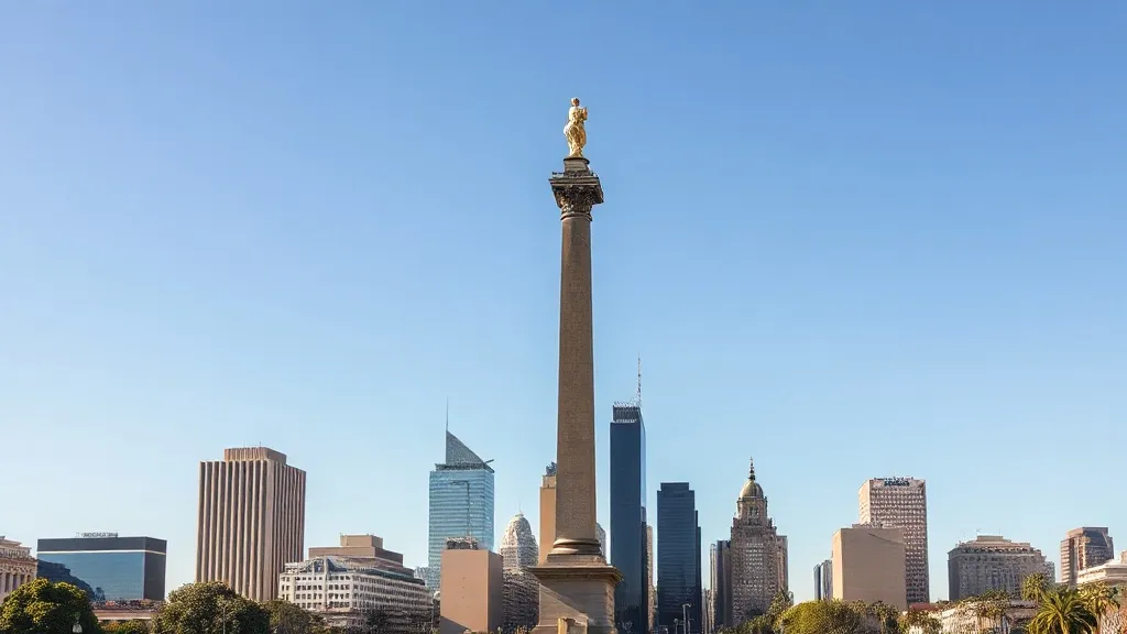 Avenida 9 de Julio com o Obelisco de Buenos Aires ao entardecer