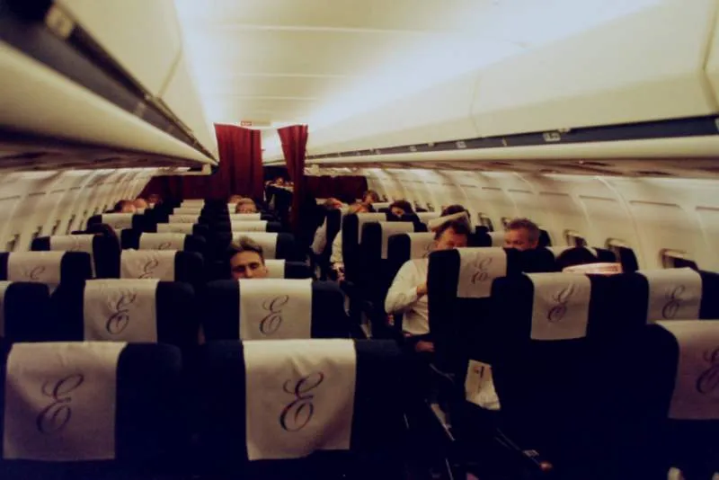 Cabine executiva de aeronave SAS Scandinavian Airlines em voo