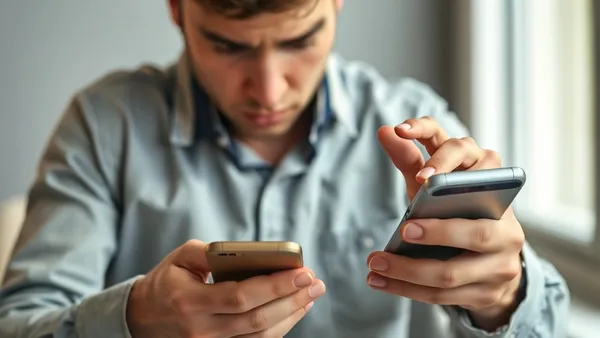 Pessoa conferindo no celular o saldo de pontos de fidelidade com expressão de preocupação